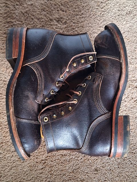Photo by PatinaTherapist on March 4, 2024 of the Nicks Prospector in Horween Brown Waxed Flesh.
