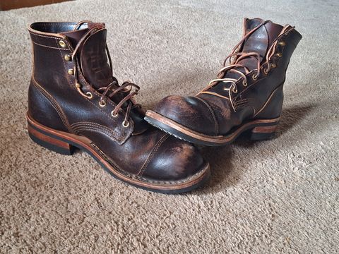 Photo by PatinaTherapist on April 3, 2024 of the Nicks Prospector in Horween Brown Waxed Flesh.
