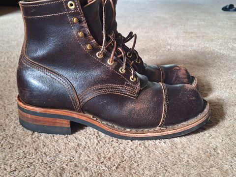 Photo by PatinaTherapist on April 3, 2024 of the Nicks Prospector in Horween Brown Waxed Flesh.