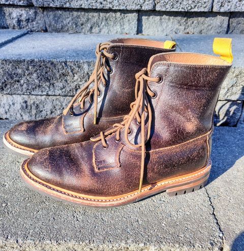 Photo by farroyo81 on February 3, 2024 of the Tricker's Burford Plain Derby Boot in Horween Java Waxed Flesh.