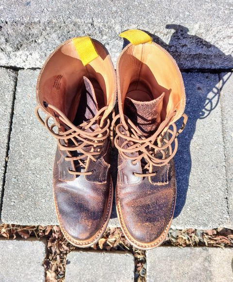 Photo by farroyo81 on March 3, 2024 of the Tricker's Burford Plain Derby Boot in Horween Java Waxed Flesh.