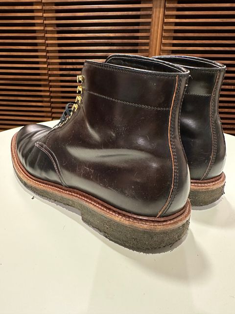 Photo by bankrobber on July 27, 2023 of the Alden x Leffot Walter in Horween Black Shell Cordovan.