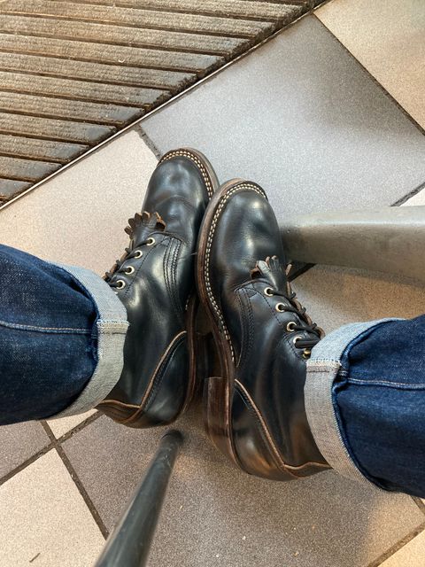 Photo by bankrobber on February 1, 2023 of the Nicks Packer in Horween Black Chromexcel.