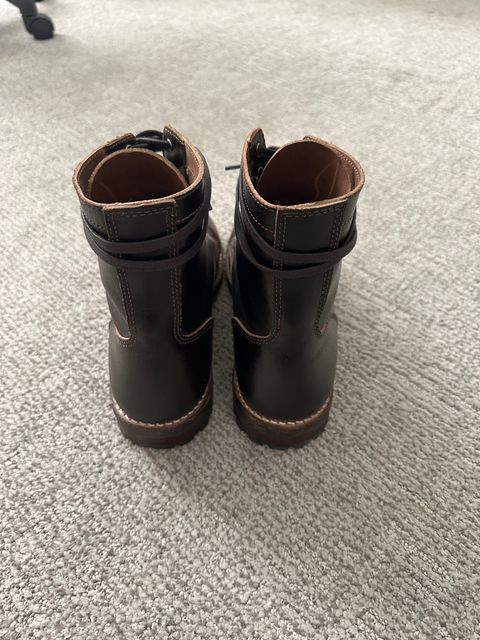 Photo by carey_francis on November 6, 2023 of the Thursday Logger in Horween Dark Brown Waxed Flesh.