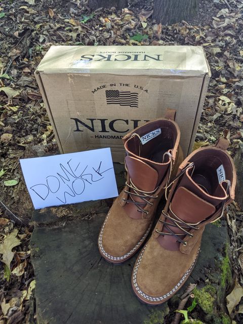 Photo by HairySuede on October 3, 2022 of the Nicks Urban Logger in Seidel 1964 Brown Roughout.