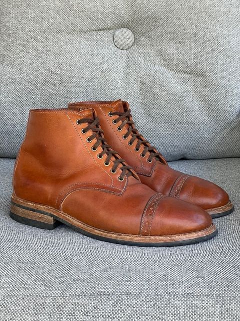Photo by prock1820 on November 1, 2023 of the Oak Street Bootmakers Lakeshore Boot in Badalassi Carlo Cognac Pueblo Veg Crust.