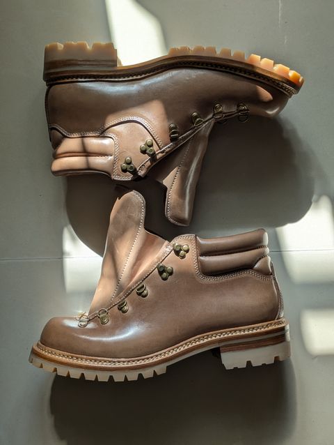 Photo by User1 on July 5, 2025 of the Master Zuo Custom Model in Horween Natural Chromexcel.