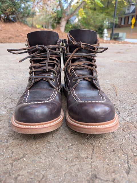 Photo by SIDO on November 2, 2025 of the Grant Stone Brass Boot in Dark Snuff Oiled Shoulder.