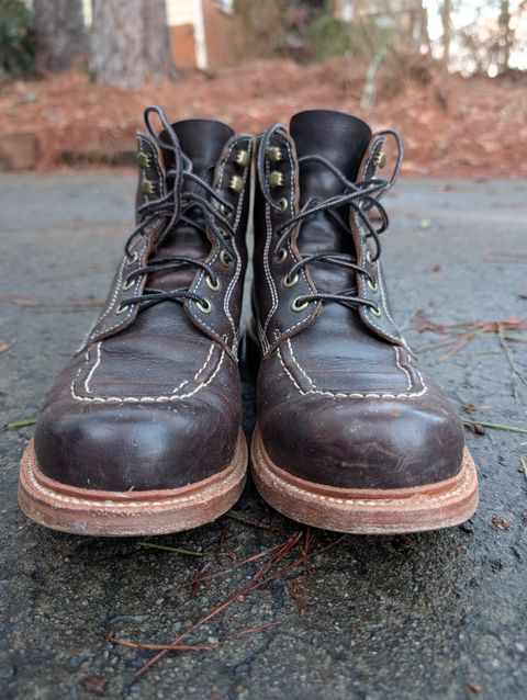 Photo by SIDO on February 4, 2026 of the Grant Stone Brass Boot in Dark Snuff Oiled Shoulder.