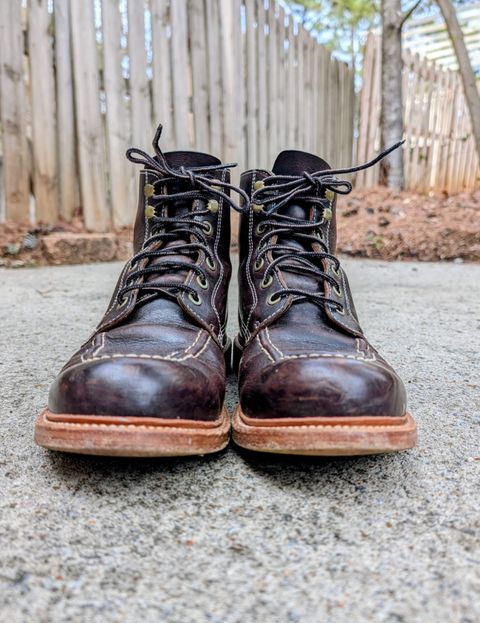 Photo by SIDO on March 1, 2026 of the Grant Stone Brass Boot in Dark Snuff Oiled Shoulder.