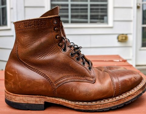Photo by SIDO on April 2, 2024 of the White's MP-Sherman Toe Cap in Horween British Tan Chromexcel.