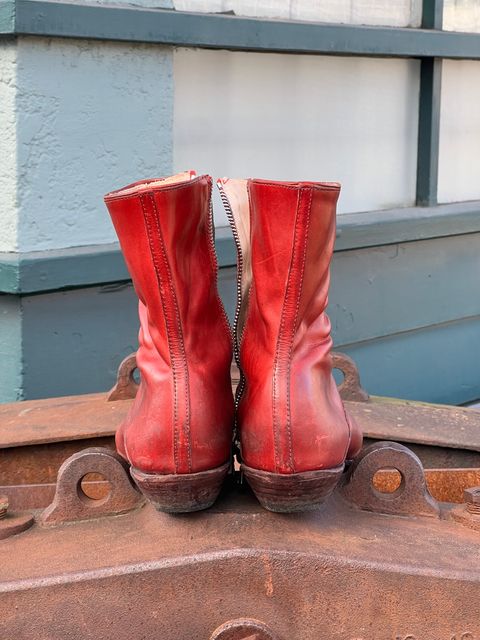 Photo by Tillman on February 4, 2026 of the Self-Made Custom Model in Conceria Puccini Attilio Red Maremma.