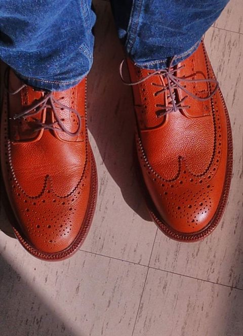 Photo by prospect_joe on January 31, 2021 of the Grant Stone Longwing in Horween Brown Pebble Grain.