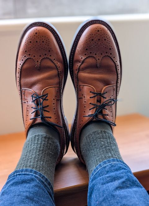 Photo by prospect_joe on June 27, 2025 of the Grant Stone Longwing in Horween Brown Pebble Grain.