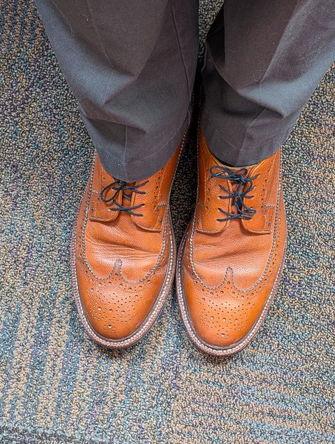 Photo by prospect_joe on August 22, 2025 of the Grant Stone Longwing in Horween Brown Pebble Grain.