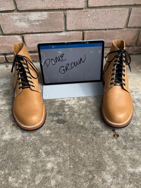 Photo by sononchalant on November 3, 2023 of the New River Boot Boondocker in Horween Moc Latigo.