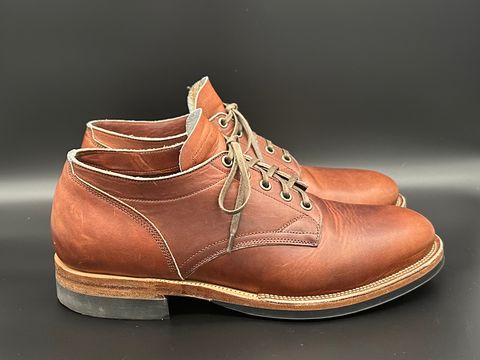 Photo by sononchalant on January 1, 2023 of the Viberg 145 Oxford in Horween Saddle Tan Chromepak.