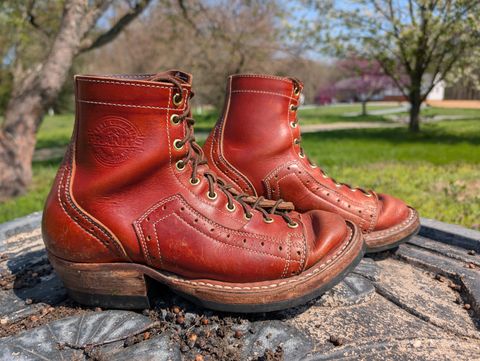 Photo by J.Seven on April 4, 2026 of the Frank's Boots Monkey Boot in Horween Olde English Dublin.
