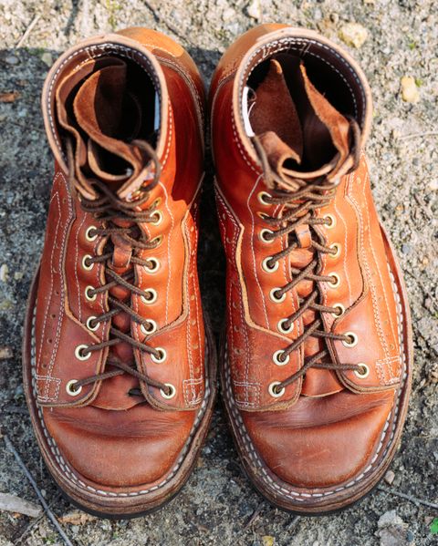 Photo by J.Seven on April 4, 2026 of the Frank's Boots Monkey Boot in Horween Olde English Dublin.