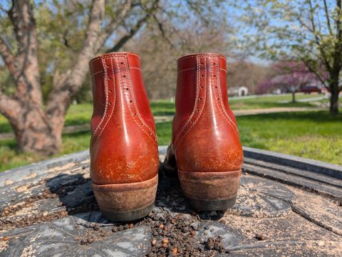 Photo by J.Seven on April 4, 2026 of the Frank's Boots Monkey Boot in Horween Olde English Dublin.