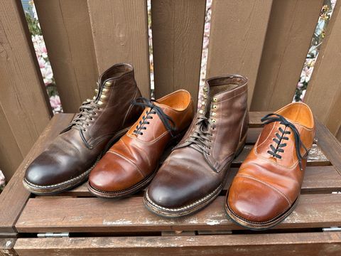Photo by AGold on April 5, 2023 of the Viberg Bastion Oxford in Horween Natural Shell Cordovan.