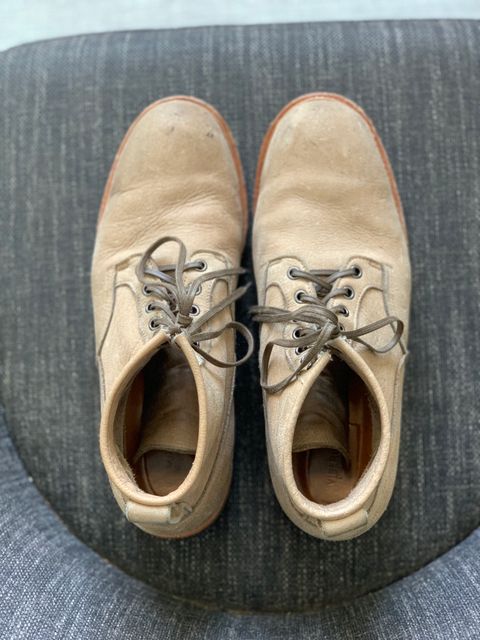 Photo by lonewolfpacman on March 5, 2024 of the Viberg Scout Boot in C.F. Stead Nomad Bokhara Nubuck.