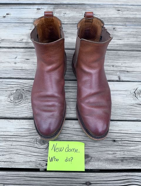 Photo by worldtraveler on October 4, 2025 of the Allen Edmonds Denali Chelsea Boot in Unknown Natural Veg Tan.