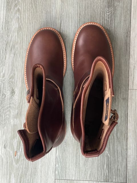 Photo by elliottjhill on October 1, 2023 of the John Lofgren Wabash Engineer Boots in Horween Chocolate Chromexcel.