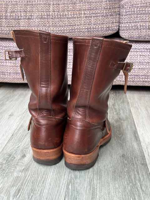 Photo by elliottjhill on April 2, 2024 of the John Lofgren Wabash Engineer Boots in Horween Chocolate Chromexcel.