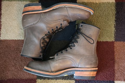 Photo by mfleeter on November 2, 2024 of the Frank's Boots Maxon in Horween Steel Predator.