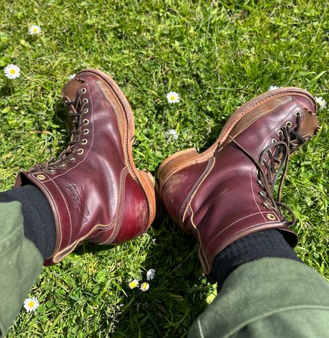 Photo by BootsetDaram on April 6, 2024 of the Role Club Lace To Toe A-2 Style in Horween Color 8 Chromexcel Horsehide & Unbuffed Horsehide.