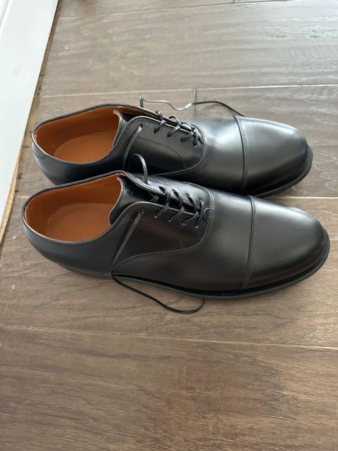 Photo by trickbrick on October 3, 2023 of the Viberg Bastion Oxford in D'Annonay Black Calf.