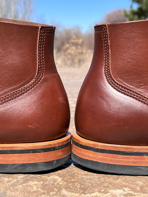 Photo by steverinde on April 6, 2024 of the Viberg Boondocker BCT in Horween Pigment Brown Workshoe Butt.