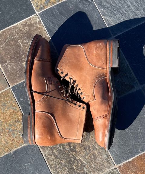 Photo by darrellgillette on November 5, 2023 of the Viberg Service Boot BCT in Horween Natural Crust Double Cordovan.