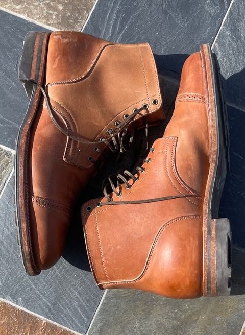 Photo by darrellgillette on March 5, 2024 of the Viberg Service Boot BCT in Horween Natural Crust Double Cordovan.