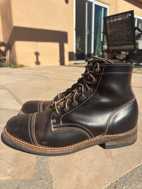 Photo by chosenone23 on March 1, 2026 of the Truman Cap Toe Boot in Horween Java Waxed Flesh.