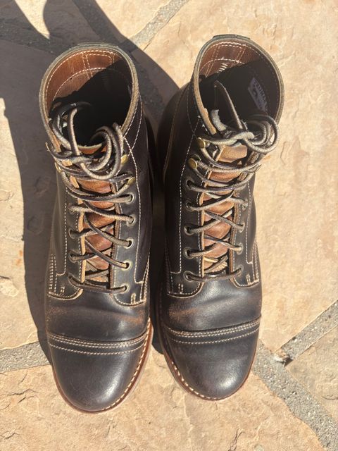 Photo by chosenone23 on March 1, 2026 of the Truman Cap Toe Boot in Horween Java Waxed Flesh.