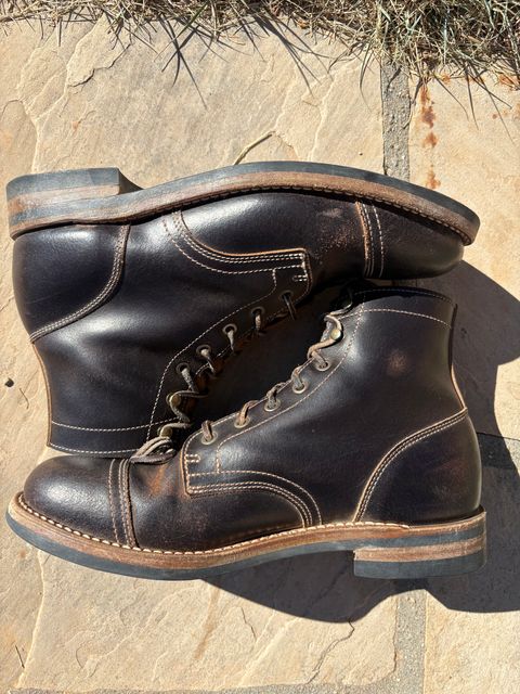 Photo by chosenone23 on April 4, 2026 of the Truman Cap Toe Boot in Horween Java Waxed Flesh.