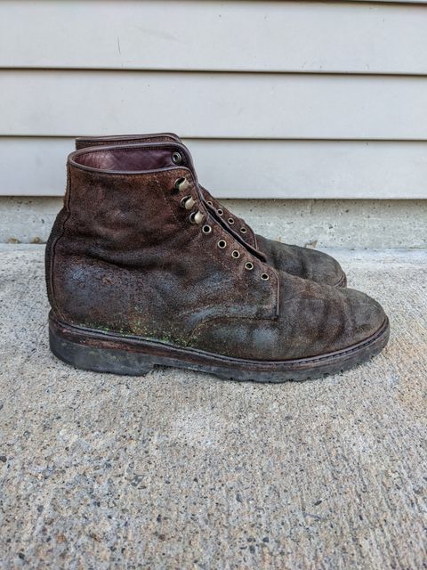 Photo by Monkley on February 3, 2023 of the Allen Edmonds Higgins Mill in Snuff Brown Suede.