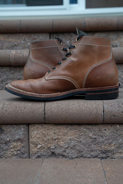 Photo by horweendreams on April 5, 2023 of the Onderhoud SVC01 Boondocker in Horween Unglazed Natural Shell Cordovan.