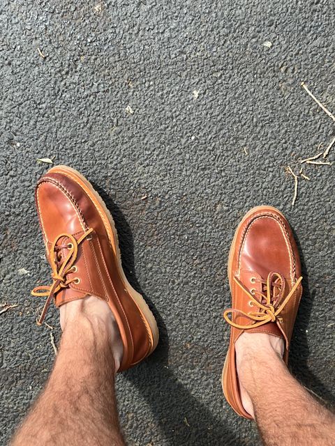 Photo by thebootbum2 on March 5, 2023 of the Rancourt & Co. Classic Ranger-Moc in Horween Natural Shell Cordovan.