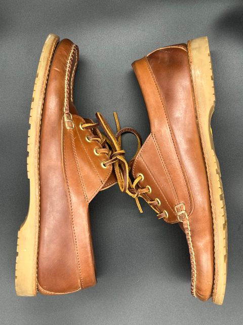 Photo by thebootbum2 on April 6, 2023 of the Rancourt & Co. Classic Ranger-Moc in Horween Natural Shell Cordovan.