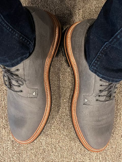 Photo by Bota71 on September 20, 2022 of the Grant Stone Plain Toe Blucher in C.F. Stead Storm Kudu.