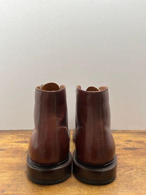 Photo by tosh on December 5, 2023 of the Grant Stone Edward Boot in Horween Garnet Shell Cordovan.
