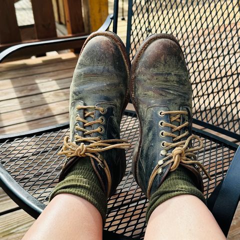 Photo by lydialove on March 31, 2024 of the Grant Stone Nora Boot in Horween Black Chromexcel.