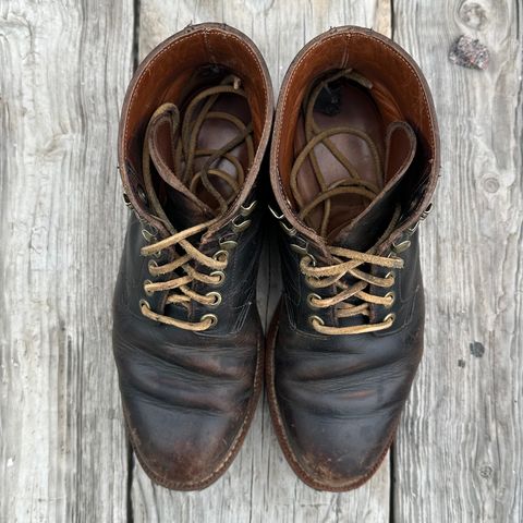 Photo by lydialove on April 1, 2024 of the Grant Stone Nora Boot in Horween Black Chromexcel.