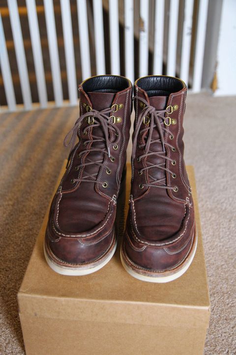 Photo by evknee on March 2, 2023 of the Grant Stone Field Boot in C.F. Stead Dark Burgundy Classic Kudu.