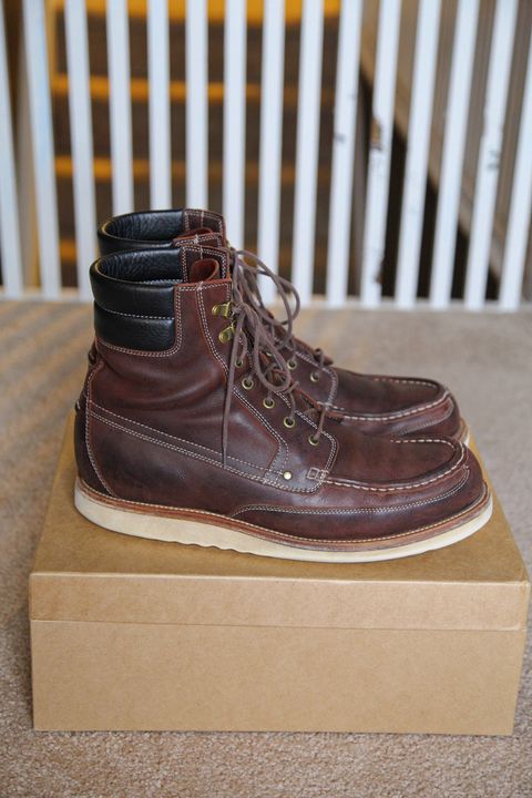 Photo by evknee on March 2, 2023 of the Grant Stone Field Boot in C.F. Stead Dark Burgundy Classic Kudu.