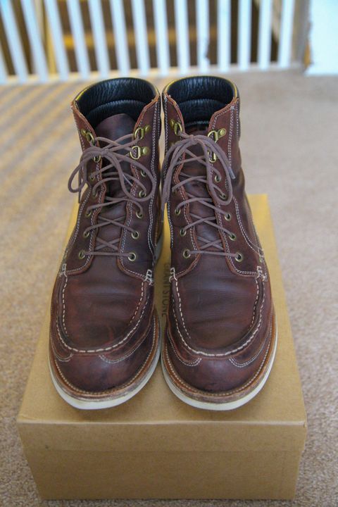 Photo by evknee on April 5, 2023 of the Grant Stone Field Boot in C.F. Stead Dark Burgundy Classic Kudu.