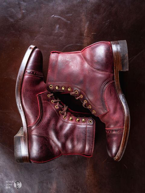 Photo by NeverGoneCG on December 1, 2023 of the WM1978 Paratrooper Boots in C.F. Stead Brick Kudu.
